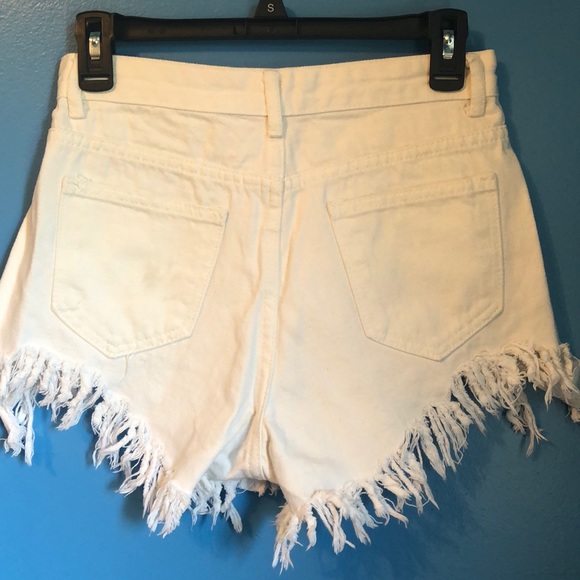 B & H White Fringe Shorts - Picture 3 of 5